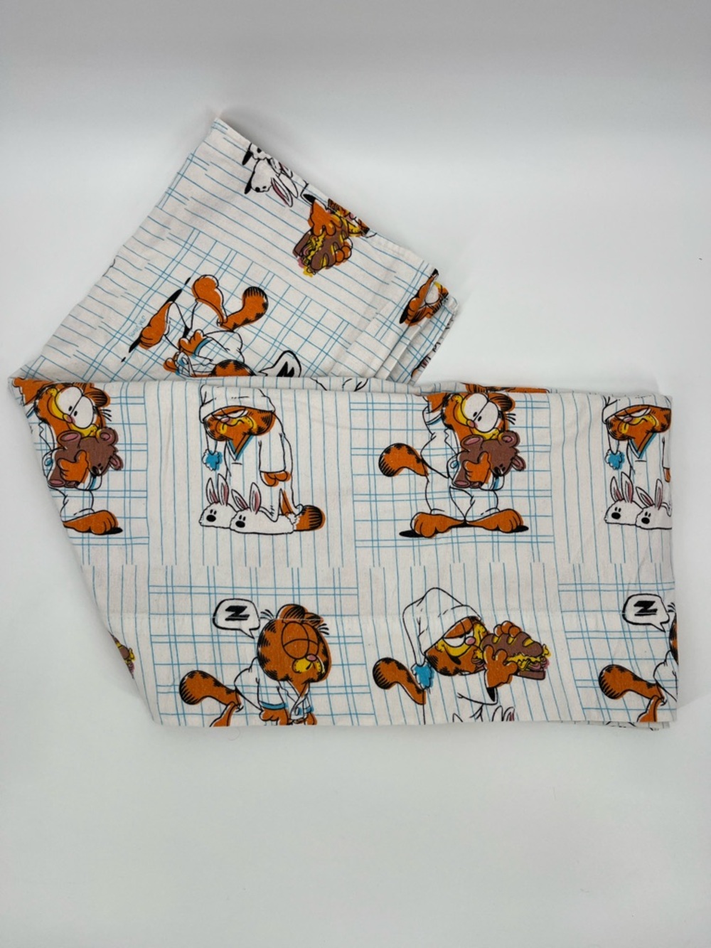 Vintage Twin Flat Sheet & 1 Standard Pillowcase Garfield Cartoon Print